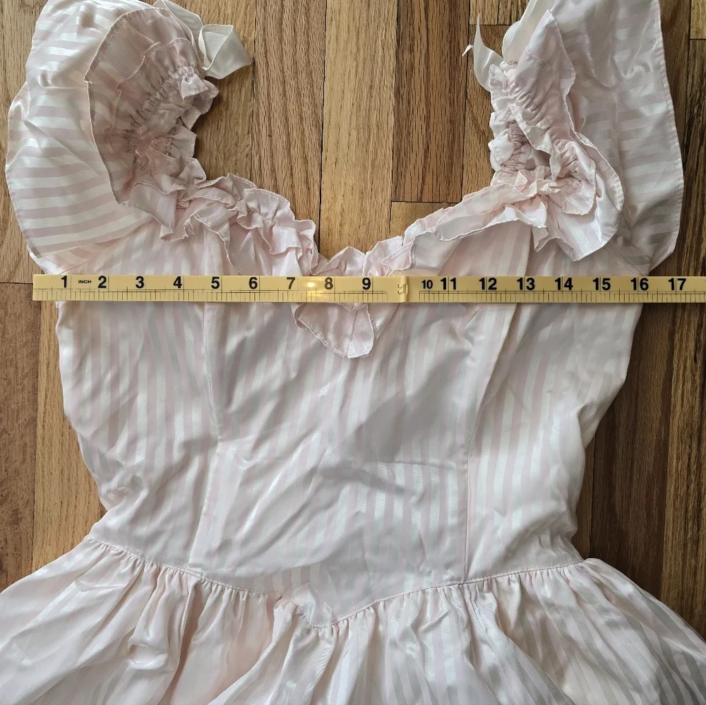 Vtg 80s Gunne Sax Striped Pink Southern Belle Gown Size 10 Bows Ruffles Layered - Picture 9 of 10